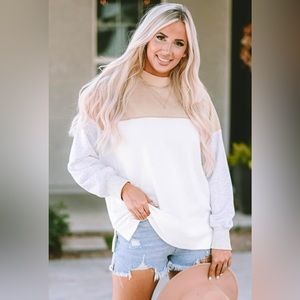 New, Color block drop Shoulder Top, size medium